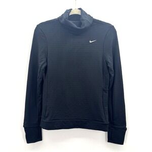 Nike Womens XS Top Black Therma-Fit Running Turtleneck Base Layer Reflective Gym